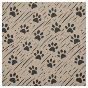 Tissu en coton à motif empreinte de patte noir et