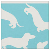 Tissu en coton bleu et blanc Dachshund (Fermer)