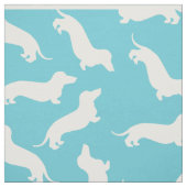 Tissu en coton bleu et blanc Dachshund (Échantillon)
