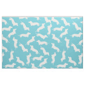 Tissu en coton bleu et blanc Dachshund (Fat Quarter)