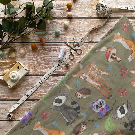Tissu en coton Créatures de la forêt (largeur 142 
