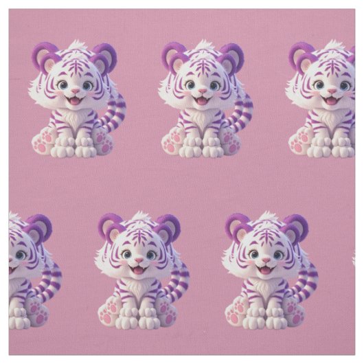 Tissu en coton de bébé tigre violet mignon (Échantillon)