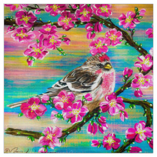 Tissu en fleurs de cerisier rouge Poll