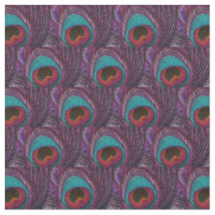 Tissu en plumes de paon - bleu Turquoise pourpre n