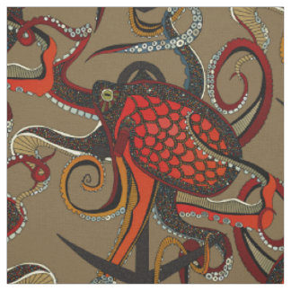 Tissu encre de poulpe brun ombre