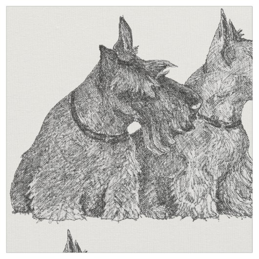 Tissu Encre de stylo Scottish Terriers (Fermer)