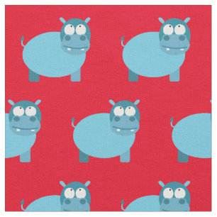 Tissu Enfant Hippopotame Mignon Nounours Rouge Crèche
