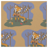 tissu enfant motif renard d'automne (Détail)