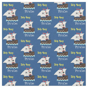 Tissu Enfants Fun Pirate Ship Theme Whimem Imprimer