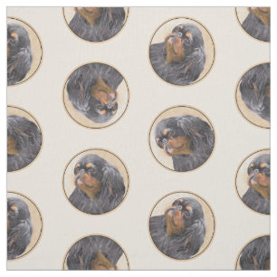 Tissu English Toy Spaniel Peinture King Charles Dog Art
