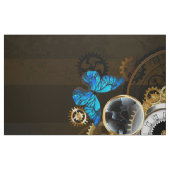 Tissu Engrenages à vapeur et papillons bleus (Fat Quarter)