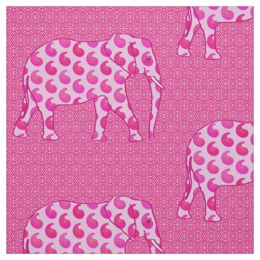 Tissu Éphant de Paisley - rose glacée et fuchsia (Échantillon)