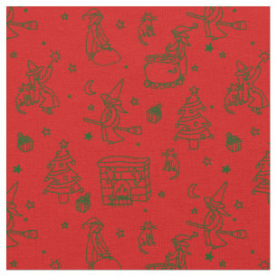 Tissu épiphanie noël sorcière befana rouge