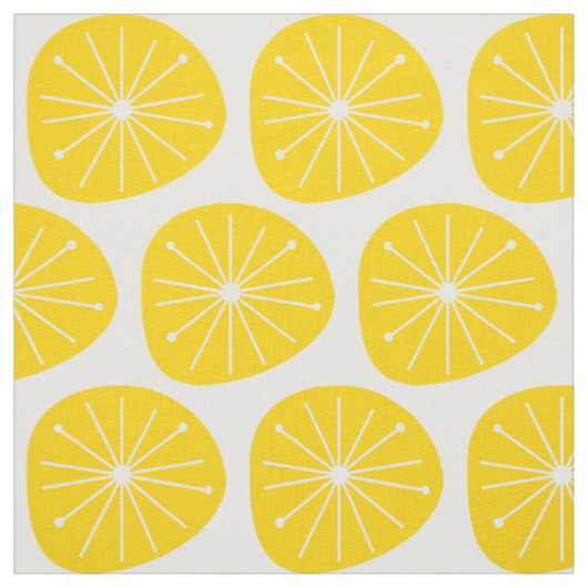 Tissu Epoque atomique Citron Slices Starburst Imprimer (Échantillon)