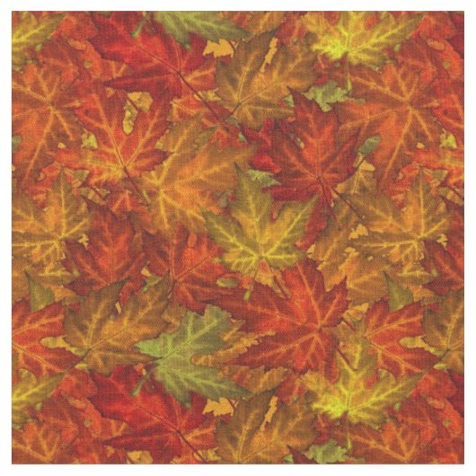 Tissu Érable d'automne Feuille Orange & Or (Fermer)