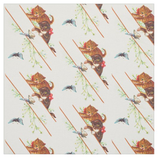 Tissu escalade chatons et papillons imprimer (Échantillon)