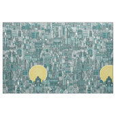Tissu espace ville soleil turquoise (Fat Quarter)