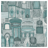 Tissu espace ville soleil turquoise (Fermer)