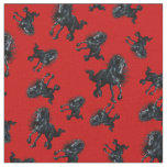 Tissu Etalon fri&#233;sien/cheval de beaut&#233; noir, rouge vif
