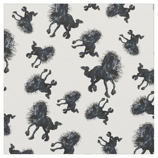 Tissu Étalon frison, cheval noir de beauté (Fermer)