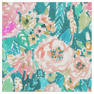 Tissu ÉTÉ DANS l'aquarelle florale tropicale de MAUI