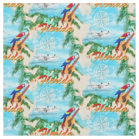 Tissu Été Floride hydravion Plage tropicale Plage côtièr (Fermer)