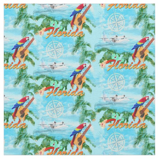Tissu Été Floride hydravion Plage tropicale Plage côtièr (Fermer)