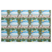 Tissu Été Noël bébé sur la plage répéter (Fat Quarter)