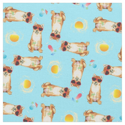 Tissu Été Shiba Inu (Fermer)