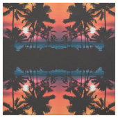 Tissu Été Tropical Pink Orange Palm Trees coucher du sol (Échantillon)