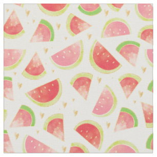 Tissu Eté Watermelon Slices & Gold Heart Motif