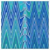 Tissu Ethnique Chevron Damask, Turquoise et Bleu (Fermer)