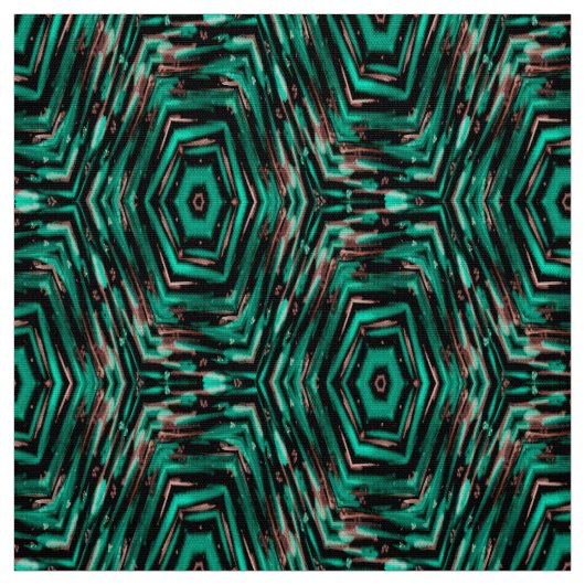 Tissu Ethnique, noir et turquoise . (Échantillon)
