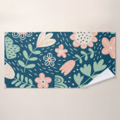 Tissu étoffé floral dessiné à la main. Motif Seame (Serviette de bain)