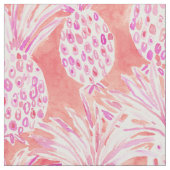 Tissu ÉTOFFÉS ananas tropicaux roses d'aquarelle (Fermer)