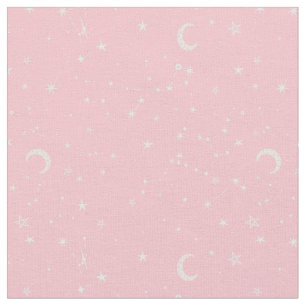 Tissu étoile céleste lune constellation rose