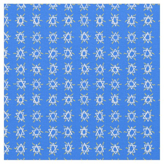 Tissu Étoile de David Hanoukka Motif Bleu Blanc (Fermer)
