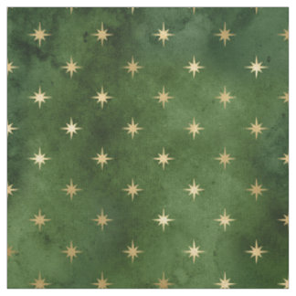Tissu Étoile d'or verte de Noël Graphisme