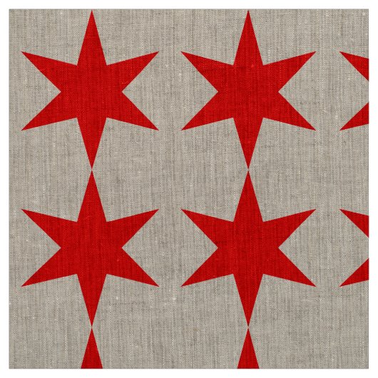 Tissu Étoile rouge du drapeau de Chicago à 6 points (Échantillon)