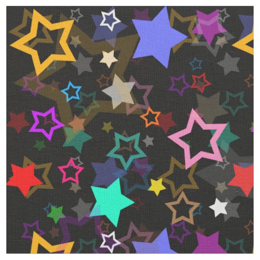 Tissu Étoiles Colorées Noires (Fermer)