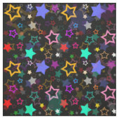 Tissu Étoiles Colorées Noires (Échantillon)