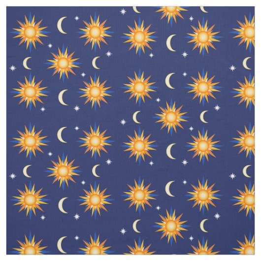 Tissu Étoiles de lune de Sun cousant le matériel bleu de (Échantillon)