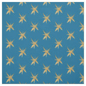 Tissu Étoiles d'or sur le bleu moyen (Échantillon)