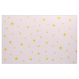 Tissu Étoiles dorées éparpillées sur rose clair