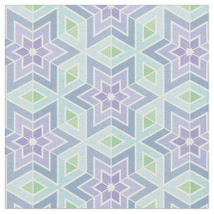Tissu Etoiles et diamants géométriques turquoises et Lav
