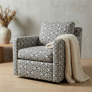 Tissu Étoiles hexagonales géométriques modernes en noir