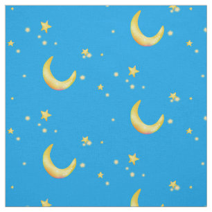 Tissu étoiles lune du croissant jaune