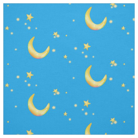 Tissu étoiles lune du croissant jaune (Échantillon)