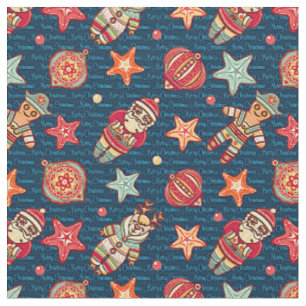 Tissu Étoiles Père Noël de Noël & plus