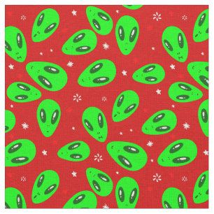 Tissu étoiles rouges aliens